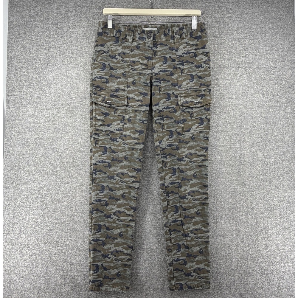 Anatomie Cargo Karo Pants Women Size Small Green Camouflage Stretch Slim Fit